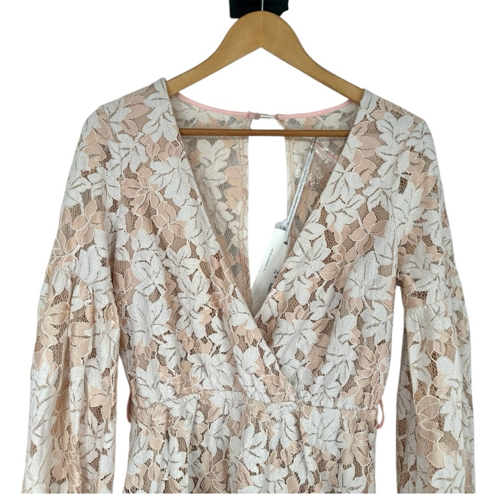 Here Comes the Sun Lace Mini Dress size AUS 12/US Large White Mocha Keyhole Back - Picture 5 of 16